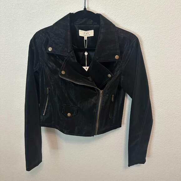 Chelsea & Violet Black Leather Look Moto Jacket - Size Small - NWT - Picture 4 of 5